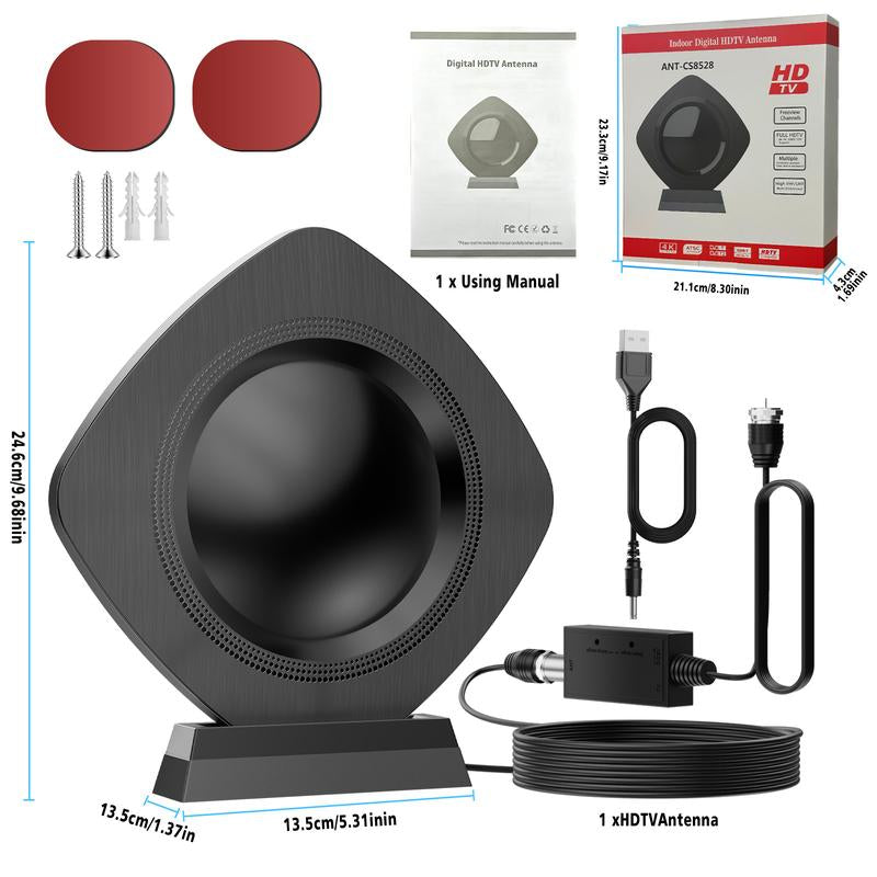 TV Antenna β Premium Indoor 4K HDTV Digital Antenna for Smart Tvs with High-Gain, 360Β° Signal Amplifier, Long Range Reception Magnetic Base, Easy Indoor Installation for Apartments, Bedrooms, Living Rooms, Outdoorfun RV TV Antenna, Signal Everywhere