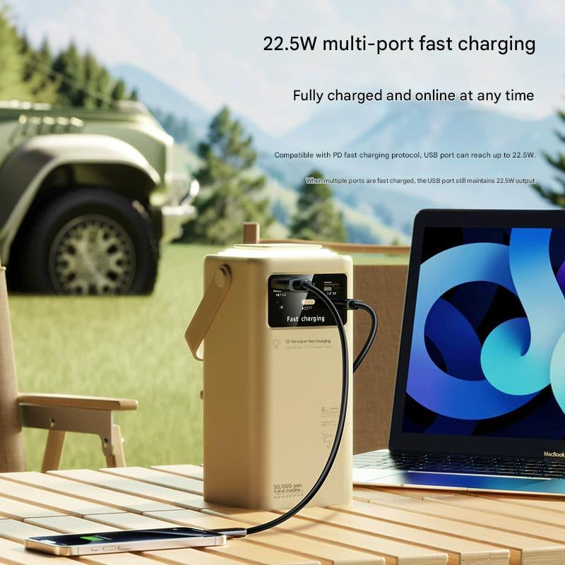Ultra-Fast Power Bank 50000 Mah 22.5W with Battery Level Display, Multiport Foldable USB C Wall Charger, Mag-Safe Portable Charger - Cable Digital Phone