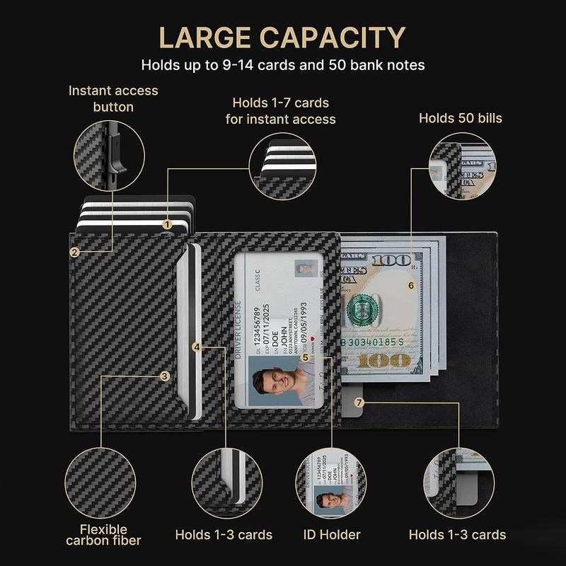 Men's Smart Wallet with Airtag Holder - RFID Blocking, Slim Bifold Design for Business & Everyday Use