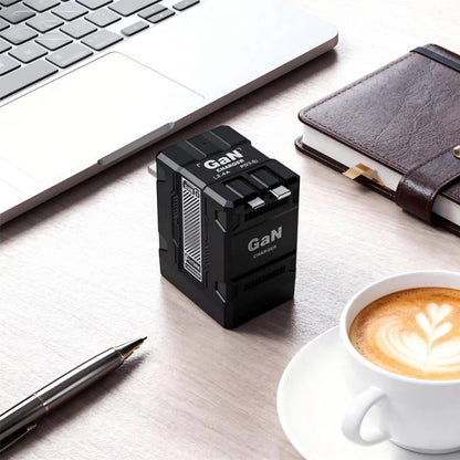 BFCM Gan Charger with Retractable Usb-C&Lightning Cable Folding Plug,Charging Capability for Iphone Ipad&Android Charging Electronic Cellphone Smartphone