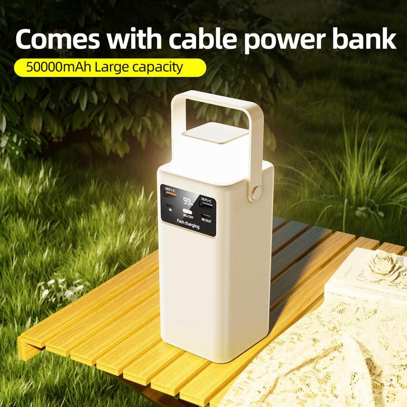 Ultra-Fast Power Bank 50000 Mah 22.5W with Battery Level Display, Multiport Foldable USB C Wall Charger, Mag-Safe Portable Charger - Cable Digital Phone