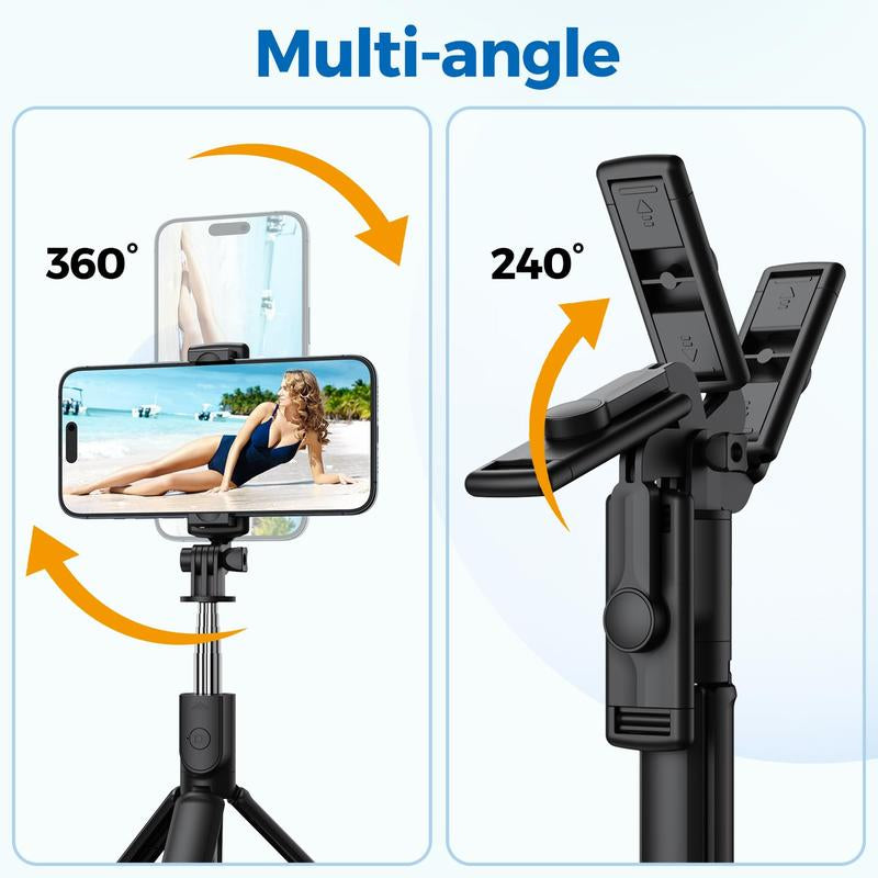 Selfie Stick Tripod Retractable with Wireless Remote Control for Photograph Live Streaming Video Recording Compatible Android and More