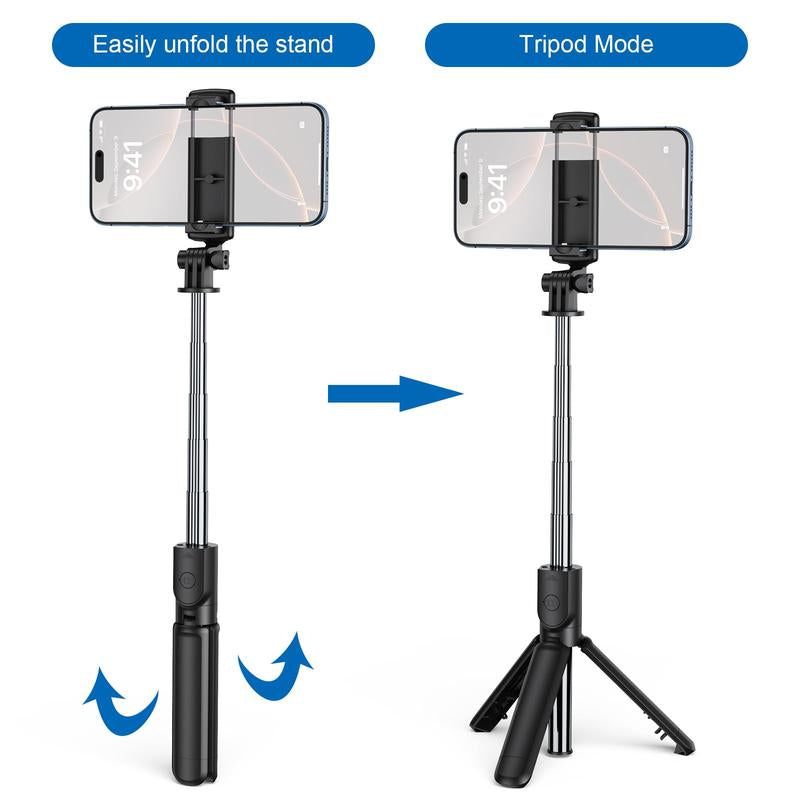 Selfie Stick Tripod Retractable with Wireless Remote Control for Photograph Live Streaming Video Recording Compatible Android and More