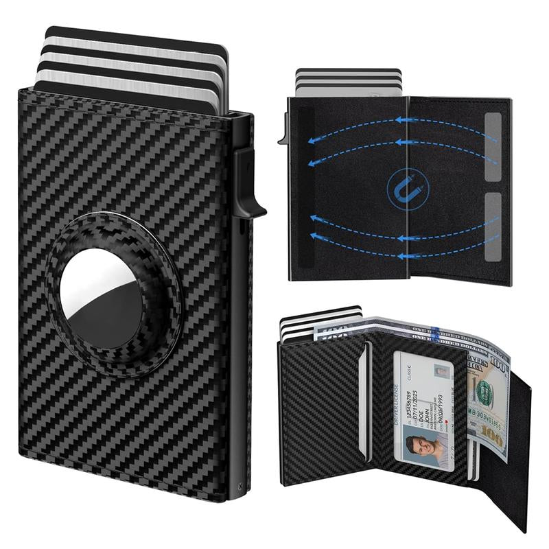 Men's Smart Wallet with Airtag Holder - RFID Blocking, Slim Bifold Design for Business & Everyday Use