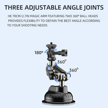 360° Rotation Suction Cup Camera Mount Holder for Car Windshield, Adjustable Dash Cam Camera Holder Stand Bracket 1/4" Holes Quick Release, for GPS Driving DVR Action Cam Camcorder Video Record POV/VLOG, Fits for Gopro Hero 13 12/11/10/9/8/7/6/5/4/3