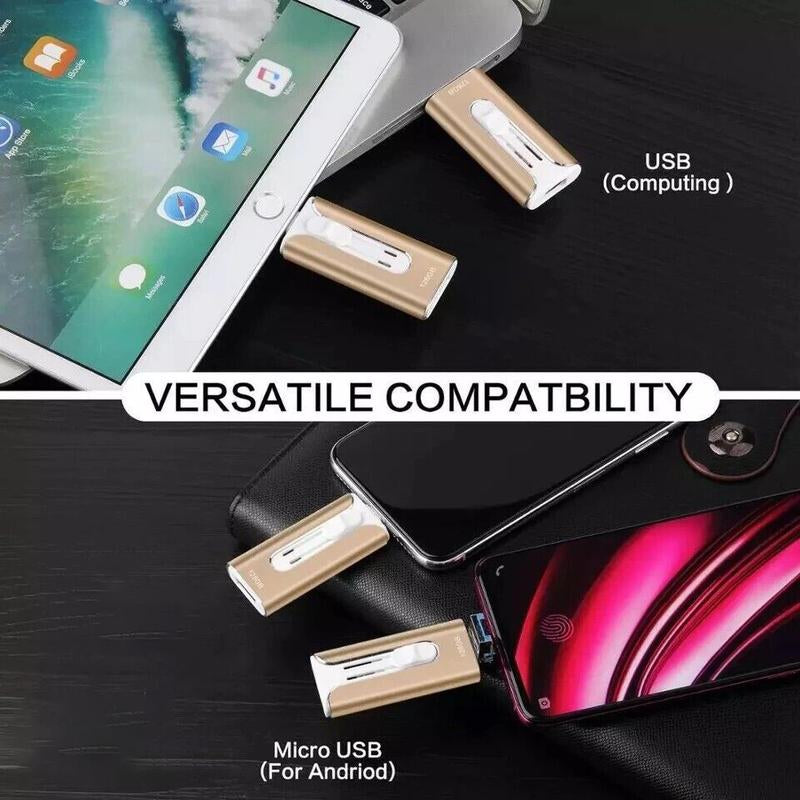 4 in 1 USB Flash Drive 64GB/128GB/256GB/512GB/1TB, High Speed USB 3.0 Memory Stick for Iphone & Type-C & Android Phones, PC, Multi-Purpose Photo Stick Thumb Drive Pendrive