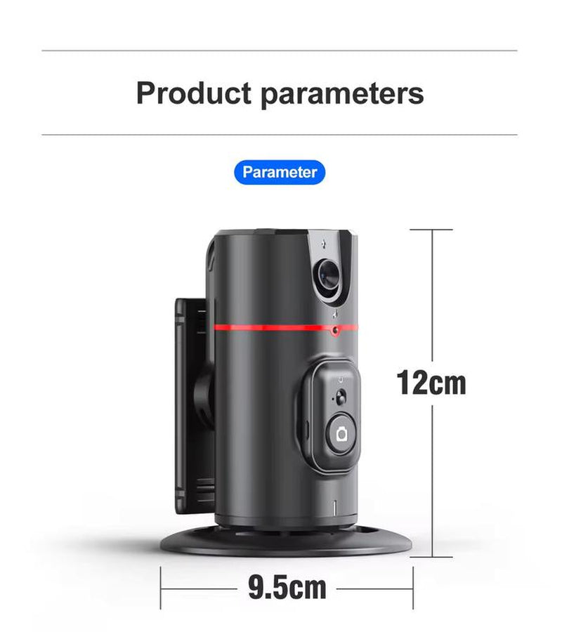 P02 Auto Face Tracking, Remote Control,360º Rotation Face Body, No App Required, Tracking Holder for Lives, Vlog Streaming Video, Rechargeable Battery Accessories Clip