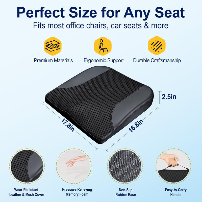 Luxury Car Seat Cushion with Non-Slip Bottom for Sciatica&Back Pain Relief-Breathable Ergonomic Butt Seat Pad for Office, Truck