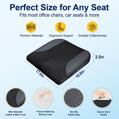 Luxury Car Seat Cushion with Non-Slip Bottom for Sciatica&Back Pain Relief-Breathable Ergonomic Butt Seat Pad for Office, Truck
