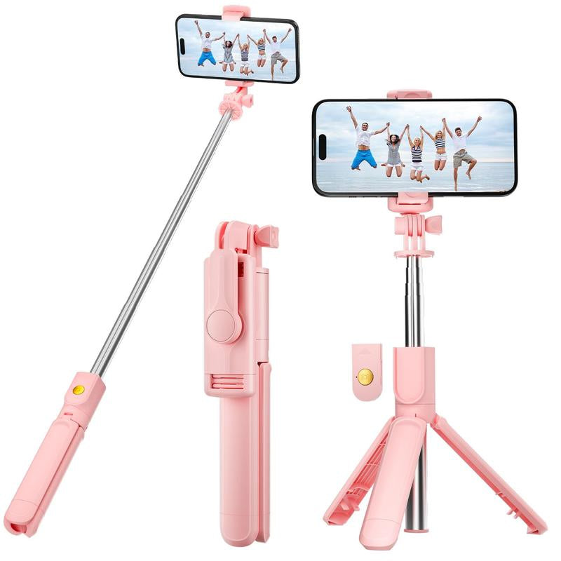 Selfie Stick Tripod Retractable with Wireless Remote Control for Photograph Live Streaming Video Recording Compatible Android and More