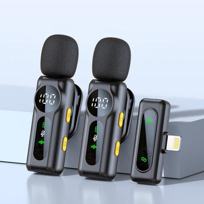 Wireless Lavalier Microphone Dual Set – Plug & Play Clip-On Mic with Auto Pairing, Magnetic Mount, Noise Cancelling with LED Display for Iphone, Android, USB-C Devices,Vlog & Video Recording