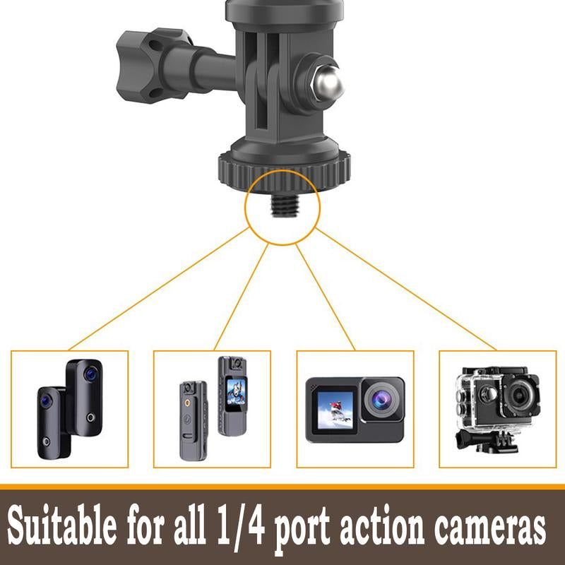 360° Rotation Suction Cup Camera Mount Holder for Car Windshield, Adjustable Dash Cam Camera Holder Stand Bracket 1/4" Holes Quick Release, for GPS Driving DVR Action Cam Camcorder Video Record POV/VLOG, Fits for Gopro Hero 13 12/11/10/9/8/7/6/5/4/3