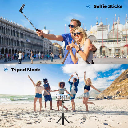 Selfie Stick Tripod Retractable with Wireless Remote Control for Photograph Live Streaming Video Recording Compatible Android and More