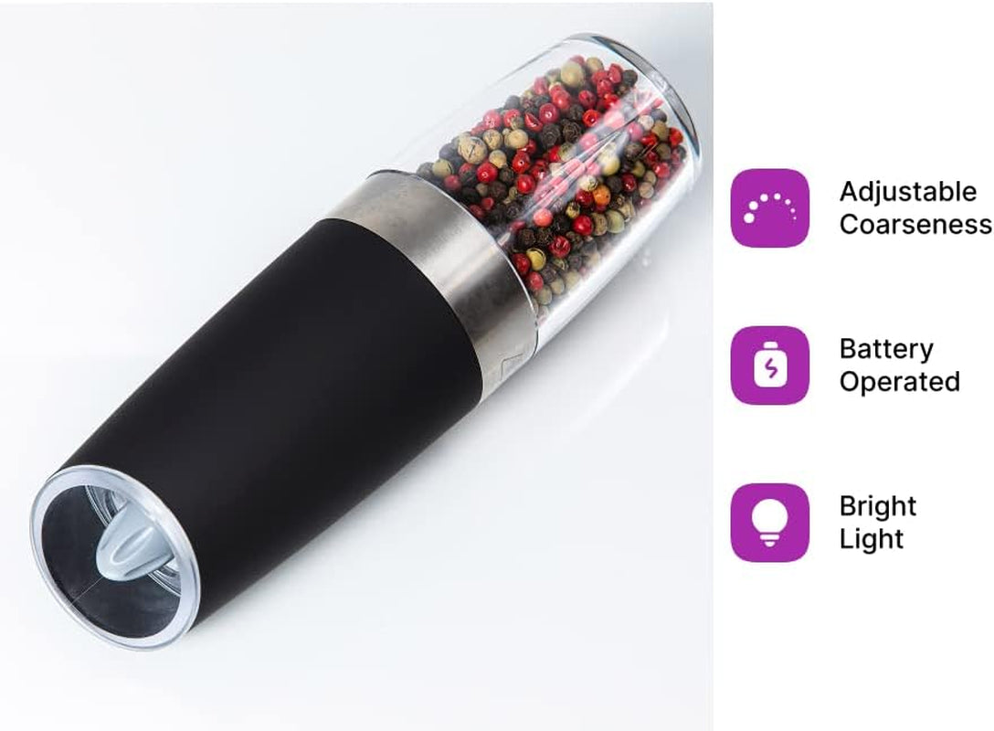 KSL Gravity Electric Salt and Pepper Grinder Set - Mother'S Day Gift - Adjustable Motorized Electrical Powered Auto Shakers-Automatic Power Mill-Automated Battery Electronic Crusher