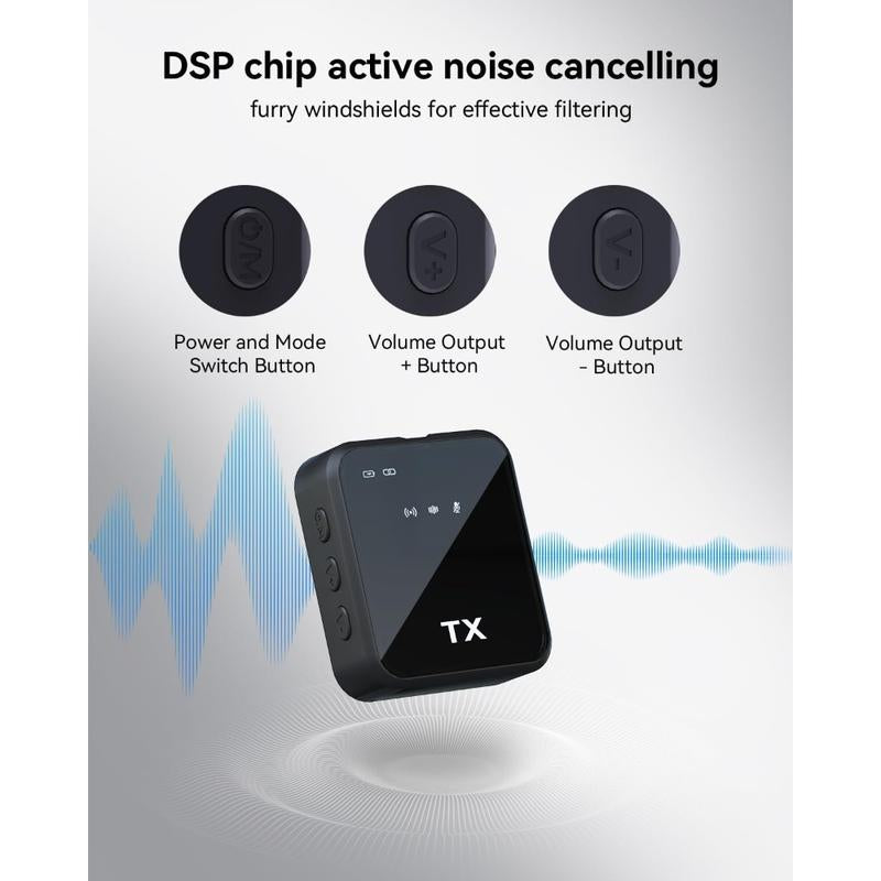 3 in 1 Wireless Lavalier Microphone for Iphone, Android and Camera - 328Ft Transmission - 18H Battery Life - Mini Microphone for Recording Interviews and Vlogs