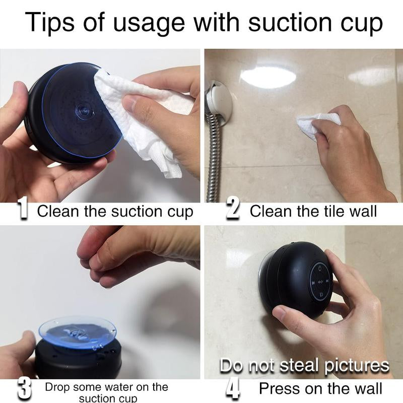 Mini Bluetooth-Compatible Shower Speaker, Portable Waterproof Speaker with LED Light, Suction Cup Speaker for Beach, Shower & Home Outdoor Camping