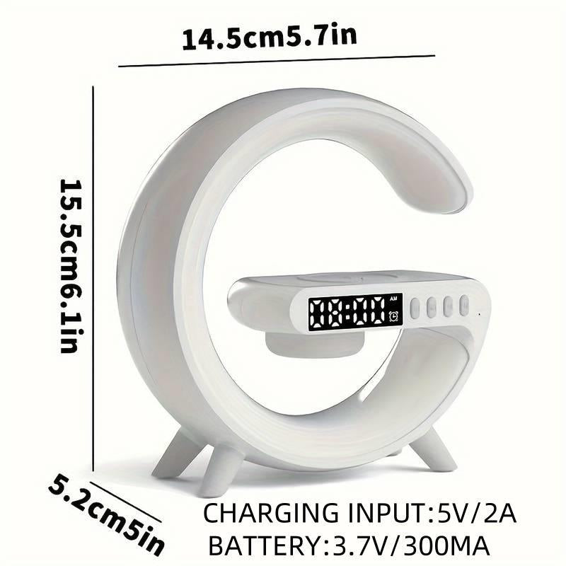 Wireless Speaker with Charger, RGB Light Strip Wireless Speaker with Alarm Clock, Creative Desktop Speaker for Bedroom, Dormitory, Holiday Gift