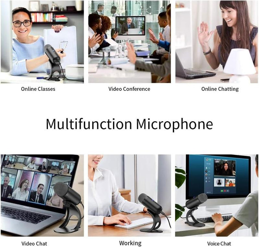 HDNKT Professional USB Microphone Kit Plug & Play for Studio E-Sports Singing Clear Sound Quality Easy to Use Audio Smartphone