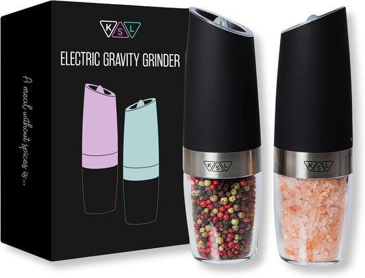 KSL Gravity Electric Salt and Pepper Grinder Set - Mother'S Day Gift - Adjustable Motorized Electrical Powered Auto Shakers-Automatic Power Mill-Automated Battery Electronic Crusher
