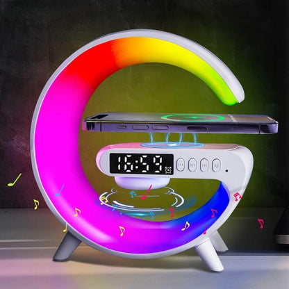 Wireless Speaker with Charger, RGB Light Strip Wireless Speaker with Alarm Clock, Creative Desktop Speaker for Bedroom, Dormitory, Holiday Gift