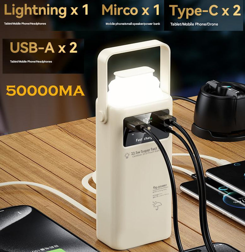 Ultra-Fast Power Bank 50000 Mah 22.5W with Battery Level Display, Multiport Foldable USB C Wall Charger, Mag-Safe Portable Charger - Cable Digital Phone