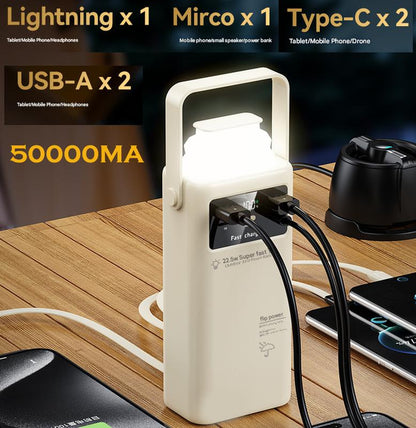 Ultra-Fast Power Bank 50000 Mah 22.5W with Battery Level Display, Multiport Foldable USB C Wall Charger, Mag-Safe Portable Charger - Cable Digital Phone