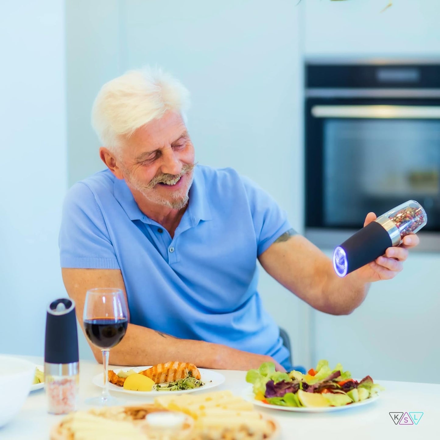 KSL Gravity Electric Salt and Pepper Grinder Set - Mother'S Day Gift - Adjustable Motorized Electrical Powered Auto Shakers-Automatic Power Mill-Automated Battery Electronic Crusher