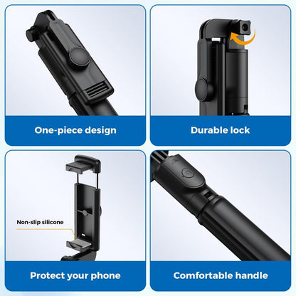 Selfie Stick Tripod Retractable with Wireless Remote Control for Photograph Live Streaming Video Recording Compatible Android and More