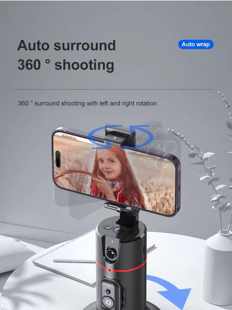 P02 Auto Face Tracking, Remote Control,360º Rotation Face Body, No App Required, Tracking Holder for Lives, Vlog Streaming Video, Rechargeable Battery Accessories Clip