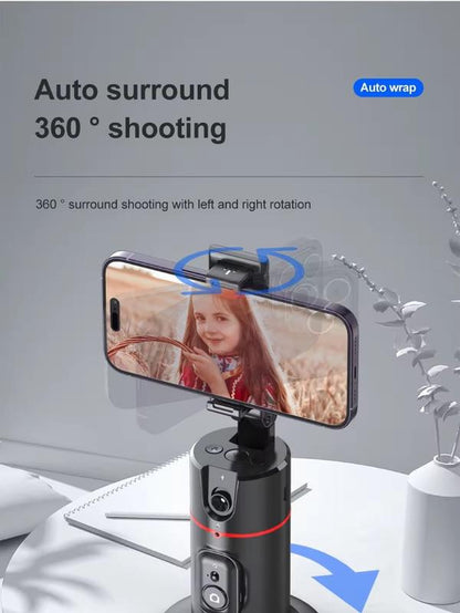 P02 Auto Face Tracking, Remote Control,360º Rotation Face Body, No App Required, Tracking Holder for Lives, Vlog Streaming Video, Rechargeable Battery Accessories Clip