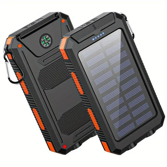20000Mah Solar Charger Power Bank,Built-In USB-A Type-C Micro USB Ports Fast Charging,Flashlight,Carabiner,Outdoor Portable Emergency Power Bank Portable Charger Iphone Compact Water Proof Chargeable