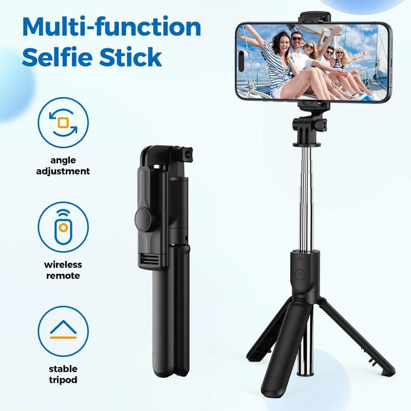 Selfie Stick Tripod Retractable with Wireless Remote Control for Photograph Live Streaming Video Recording Compatible Android and More