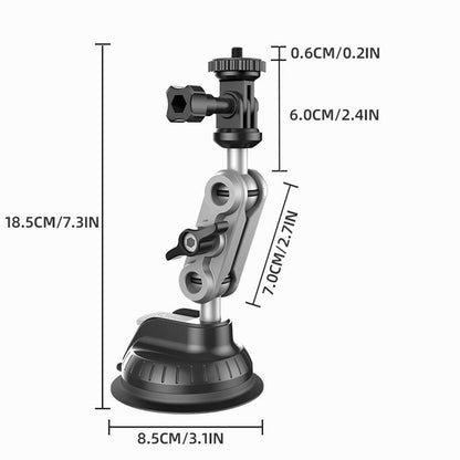 360° Rotation Suction Cup Camera Mount Holder for Car Windshield, Adjustable Dash Cam Camera Holder Stand Bracket 1/4" Holes Quick Release, for GPS Driving DVR Action Cam Camcorder Video Record POV/VLOG, Fits for Gopro Hero 13 12/11/10/9/8/7/6/5/4/3