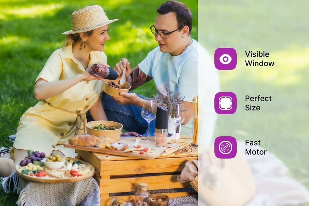 KSL Gravity Electric Salt and Pepper Grinder Set - Mother'S Day Gift - Adjustable Motorized Electrical Powered Auto Shakers-Automatic Power Mill-Automated Battery Electronic Crusher