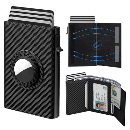 Men's Smart Wallet with Airtag Holder - RFID Blocking, Slim Bifold Design for Business & Everyday Use