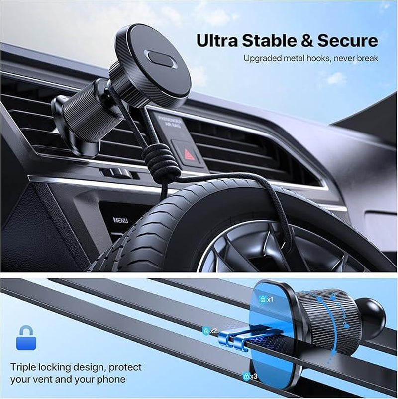 Miracase Magnetic Mobile Holder for Car,Never Blocking Vent,Strong Magnets Car Vent Cellphone Mount , for Iphone and All Smartphone