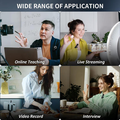 2 Pcs Wireless Lavalier Microphones for Iphone, Android, Ipad - Mini Wireless Clip-On Microphones Crystal Clear Sound Quality for Recording, Live Streaming,Vlog