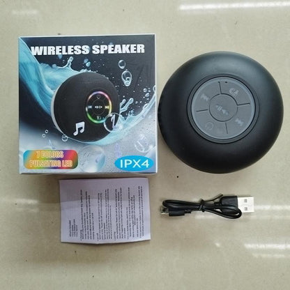 Mini Bluetooth-Compatible Shower Speaker, Portable Waterproof Speaker with LED Light, Suction Cup Speaker for Beach, Shower & Home Outdoor Camping