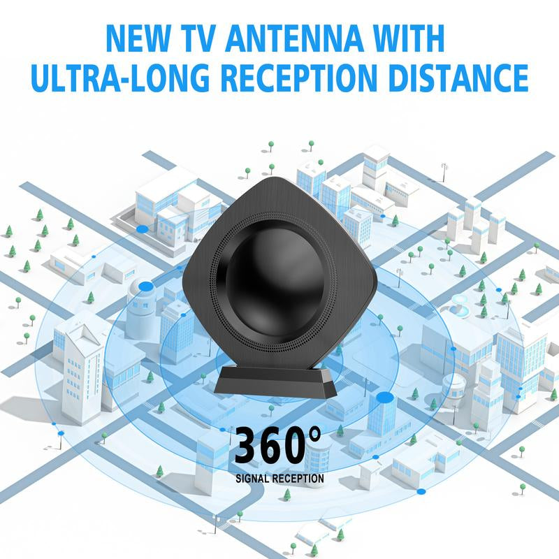 TV Antenna – Premium Indoor 4K HDTV Digital Antenna for Smart Tvs with High-Gain, 360° Signal Amplifier, Long Range Reception Magnetic Base, Easy Indoor Installation for Apartments, Bedrooms, Living Rooms, Outdoorfun RV TV Antenna, Signal Everywhere