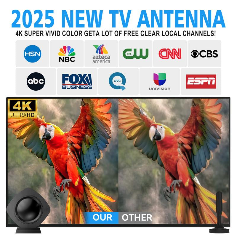 TV Antenna – Premium Indoor 4K HDTV Digital Antenna for Smart Tvs with High-Gain, 360° Signal Amplifier, Long Range Reception Magnetic Base, Easy Indoor Installation for Apartments, Bedrooms, Living Rooms, Outdoorfun RV TV Antenna, Signal Everywhere